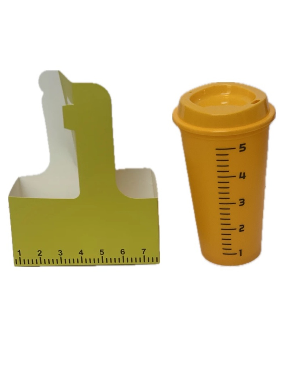 Teacher Gift - Ruler Design Drink Carrier With Reusable Plastic Cup NEW